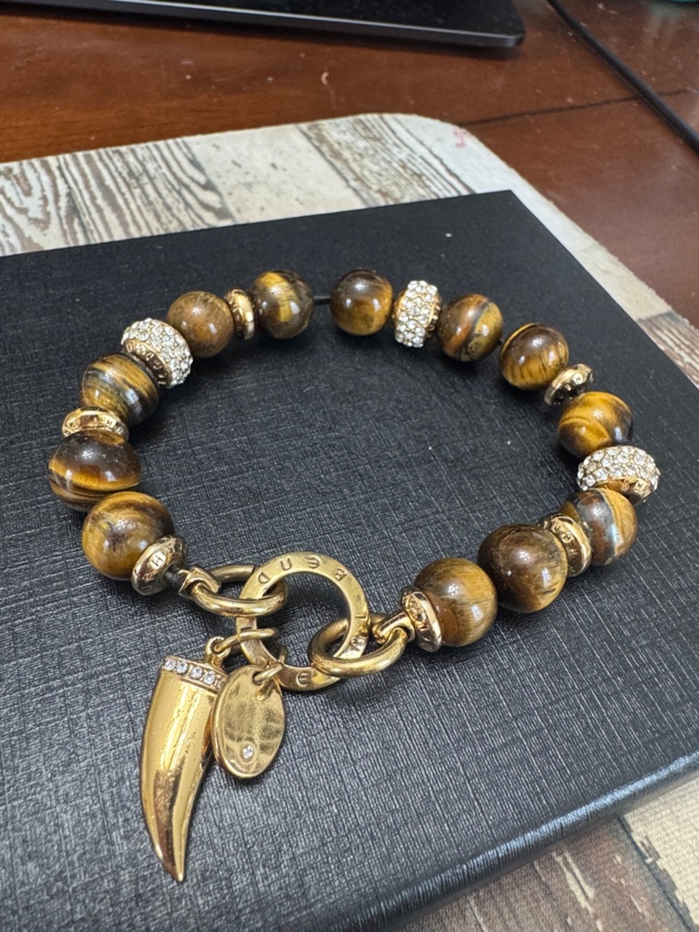 *Henri Bendel* RARE Golden Brown Tigers Eye Beaded Bracelet